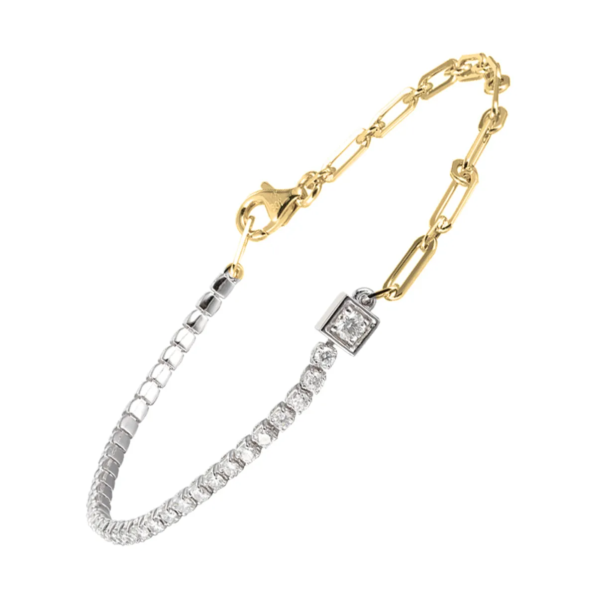 89 Facet 14Kt White Yellow Gold Diamond 1Ctw Bracelet