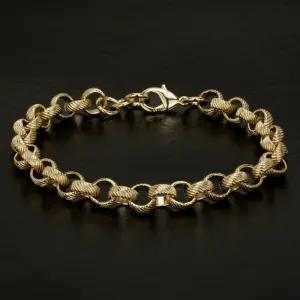 8mm Gold Filled Lined Pattern Belcher Bracelet 6/7/8/9 Inch