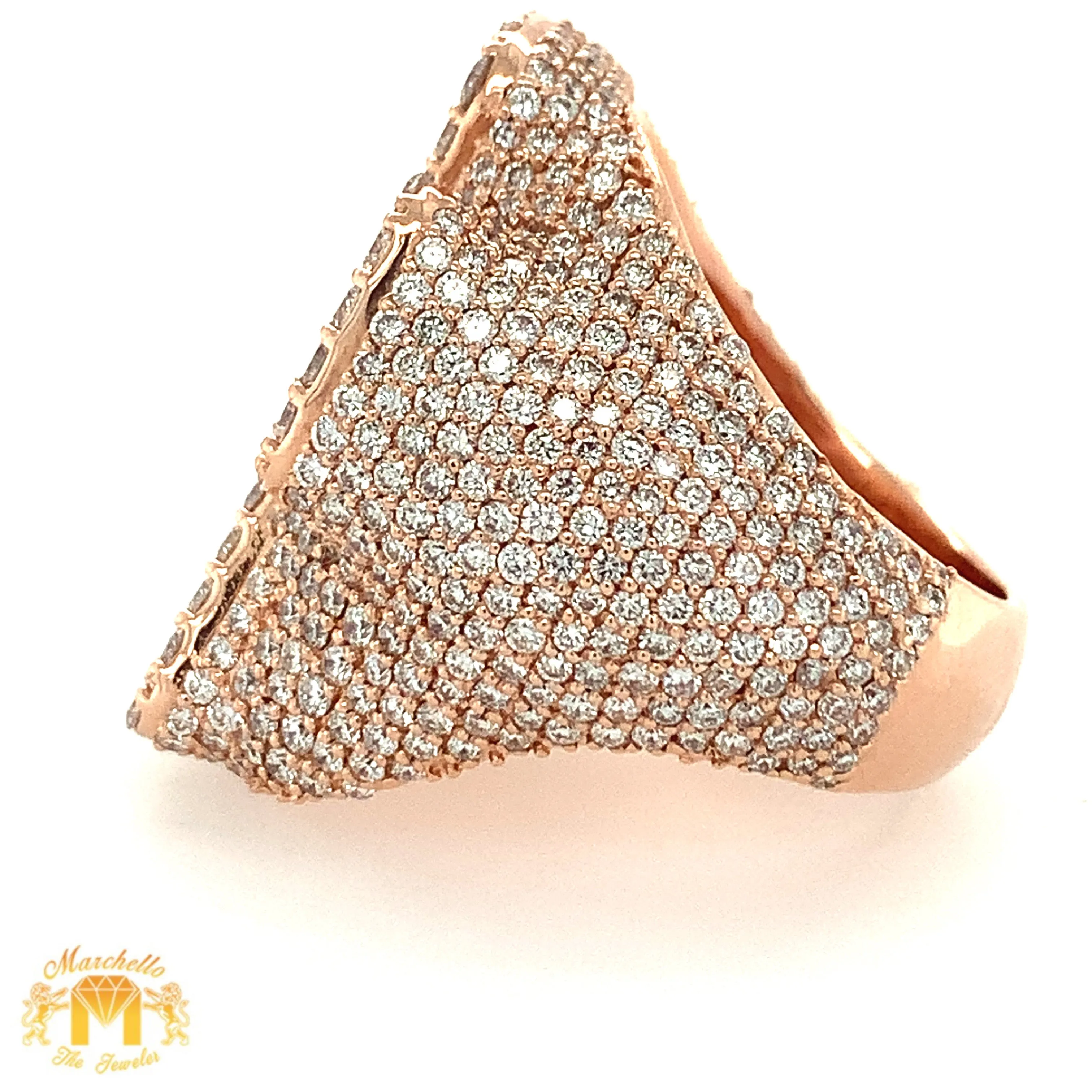 9.10ct Diamond 14k Rose Gold 3D Cross Ring (solid, emerald-cut VS diamonds)
