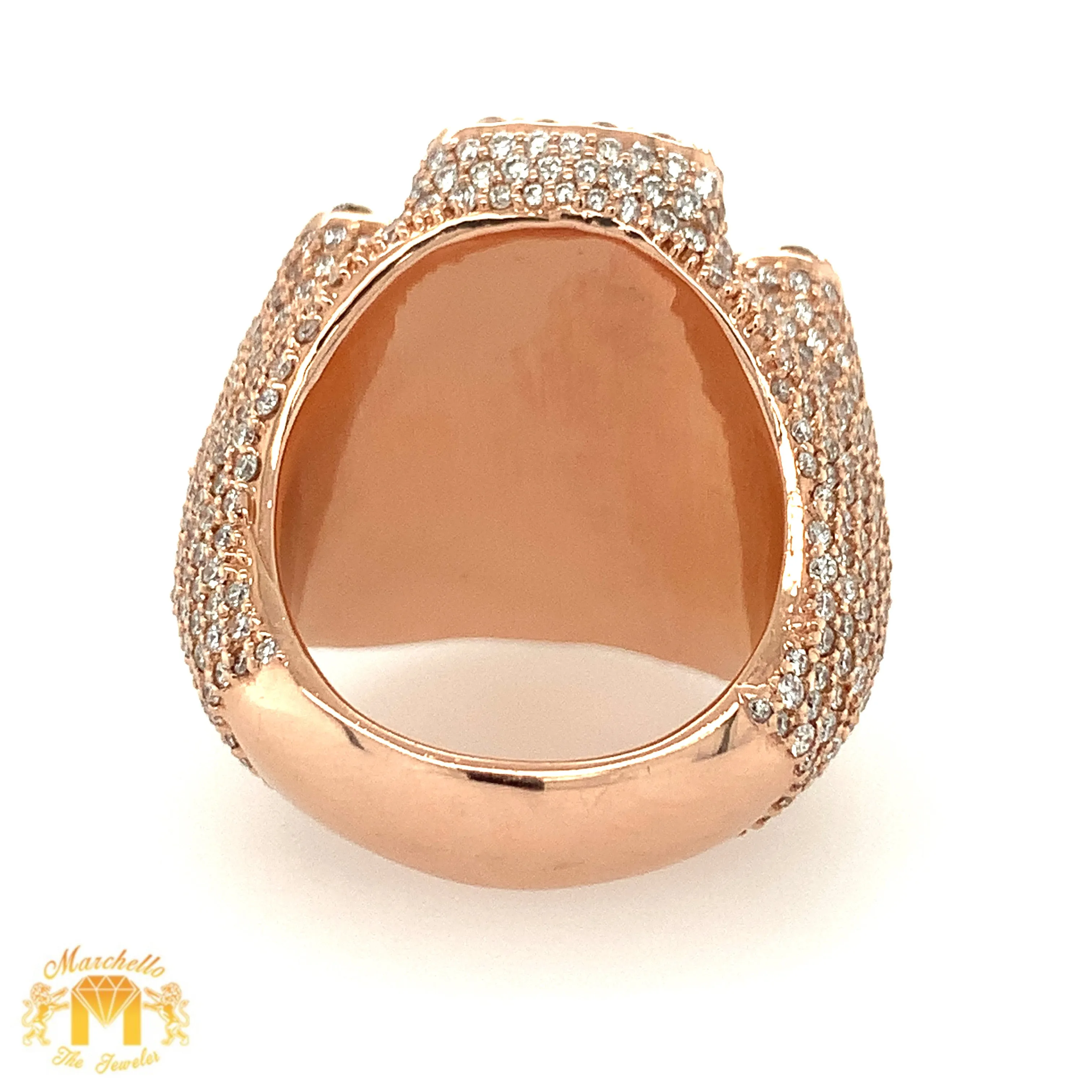9.10ct Diamond 14k Rose Gold 3D Cross Ring (solid, emerald-cut VS diamonds)