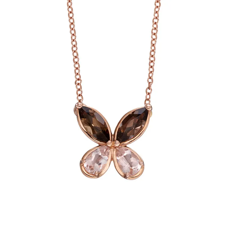 9ct Rose Butterfly Necklace