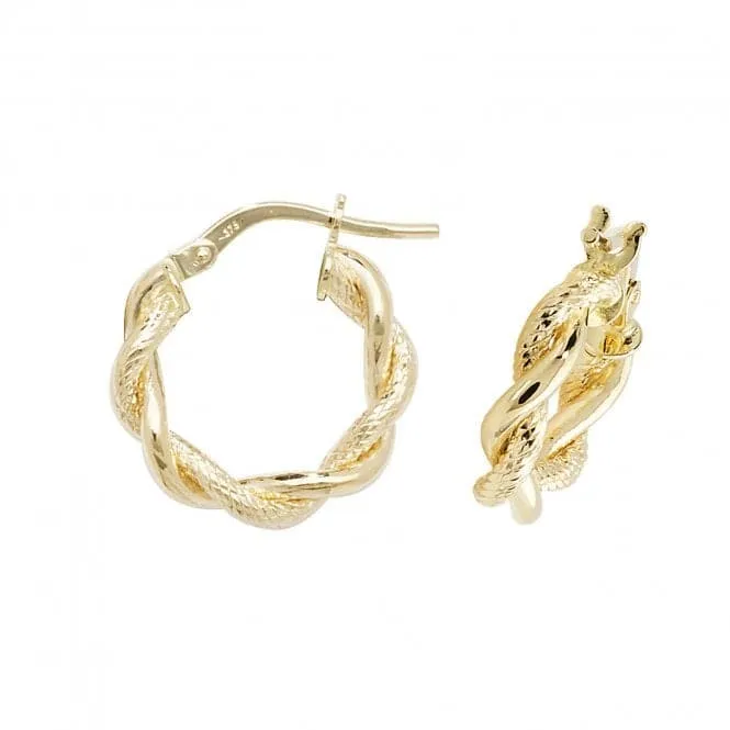 9ct Yellow Gold Diamond-Cut Hoop Earrings ER1045