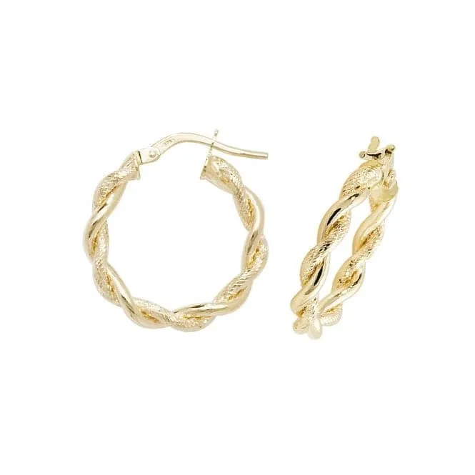9ct Yellow Gold Diamond-Cut Hoop Earrings ER1045