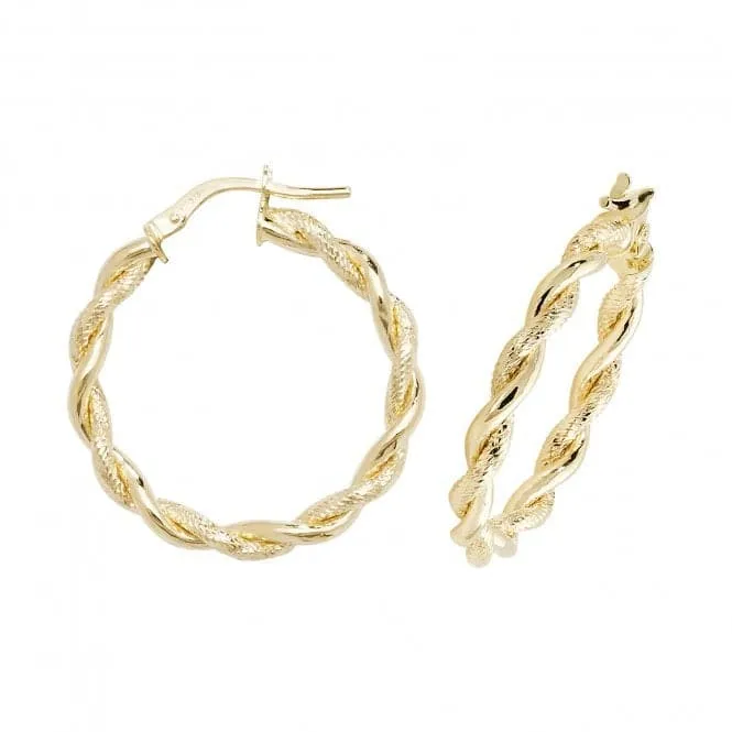 9ct Yellow Gold Diamond-Cut Hoop Earrings ER1045