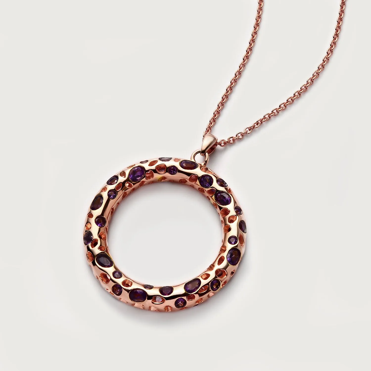 Allegro Loop Necklace   Amethyst Lattice Band Ring