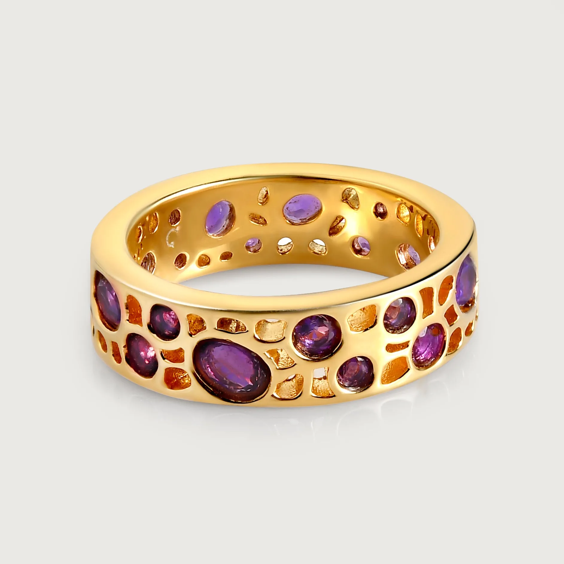Allegro Loop Necklace   Amethyst Lattice Band Ring