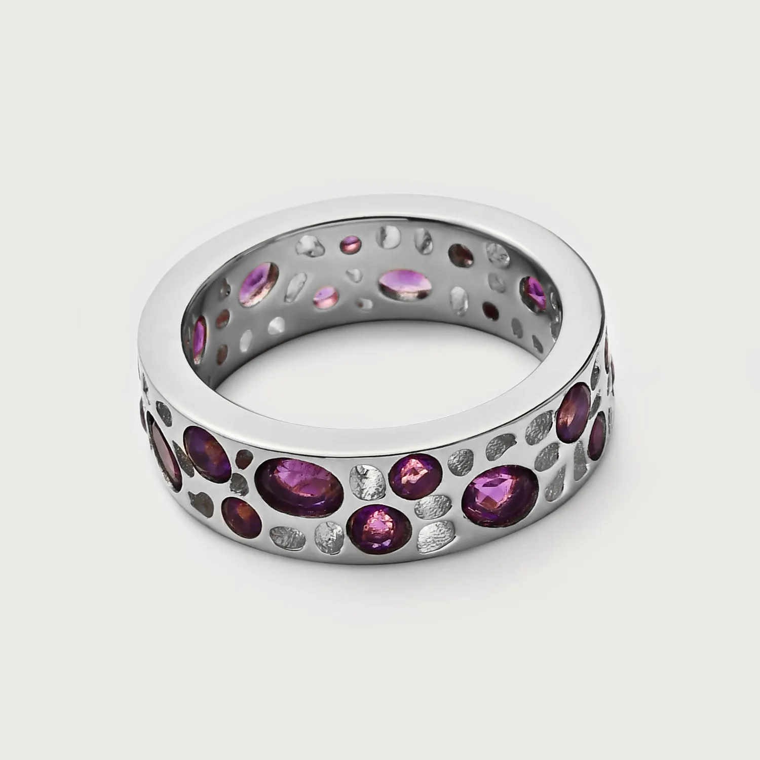 Allegro Loop Necklace   Amethyst Lattice Band Ring