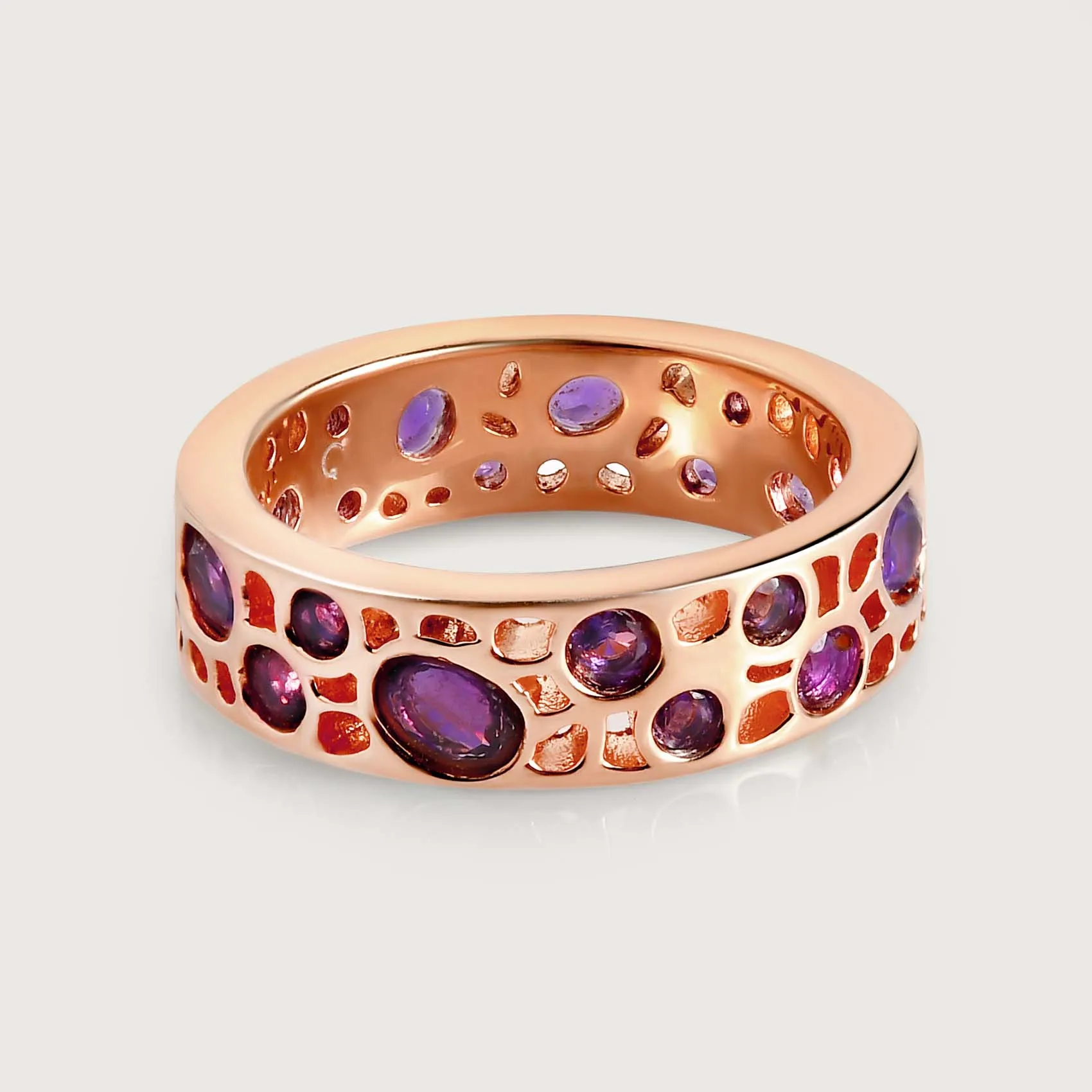 Allegro Loop Necklace   Amethyst Lattice Band Ring