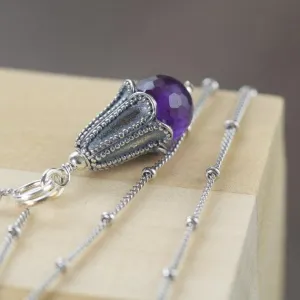 Amethyst birthstone necklace, Aquarius Necklace, February birthstone, Pisces Necklace