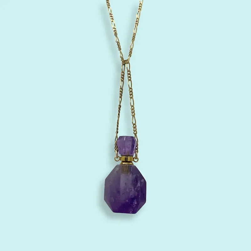 Amethyst Perfume Bottle Necklace