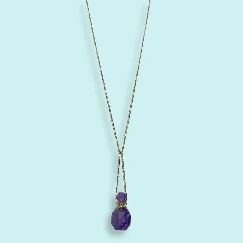 Amethyst Perfume Bottle Necklace