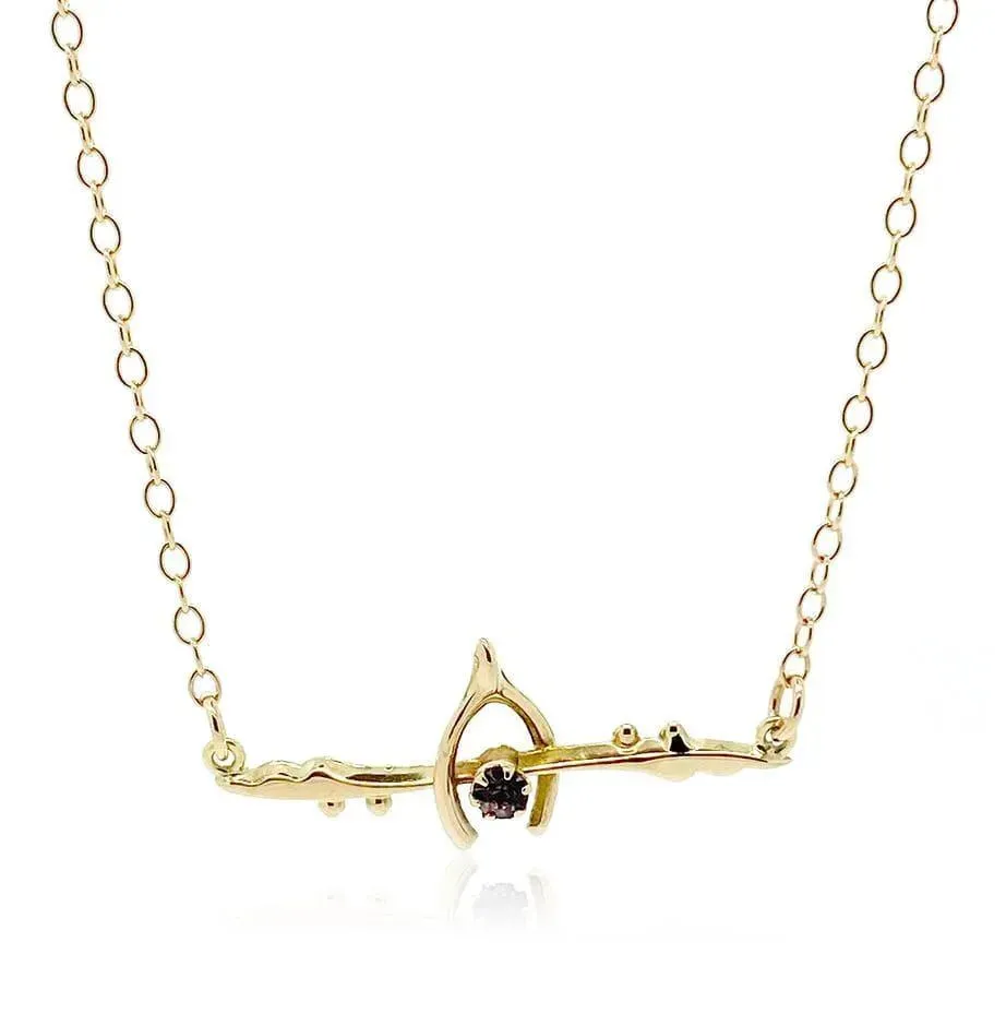 Antique Victorian Amethyst Wishbone 9ct Rose Gold Necklace