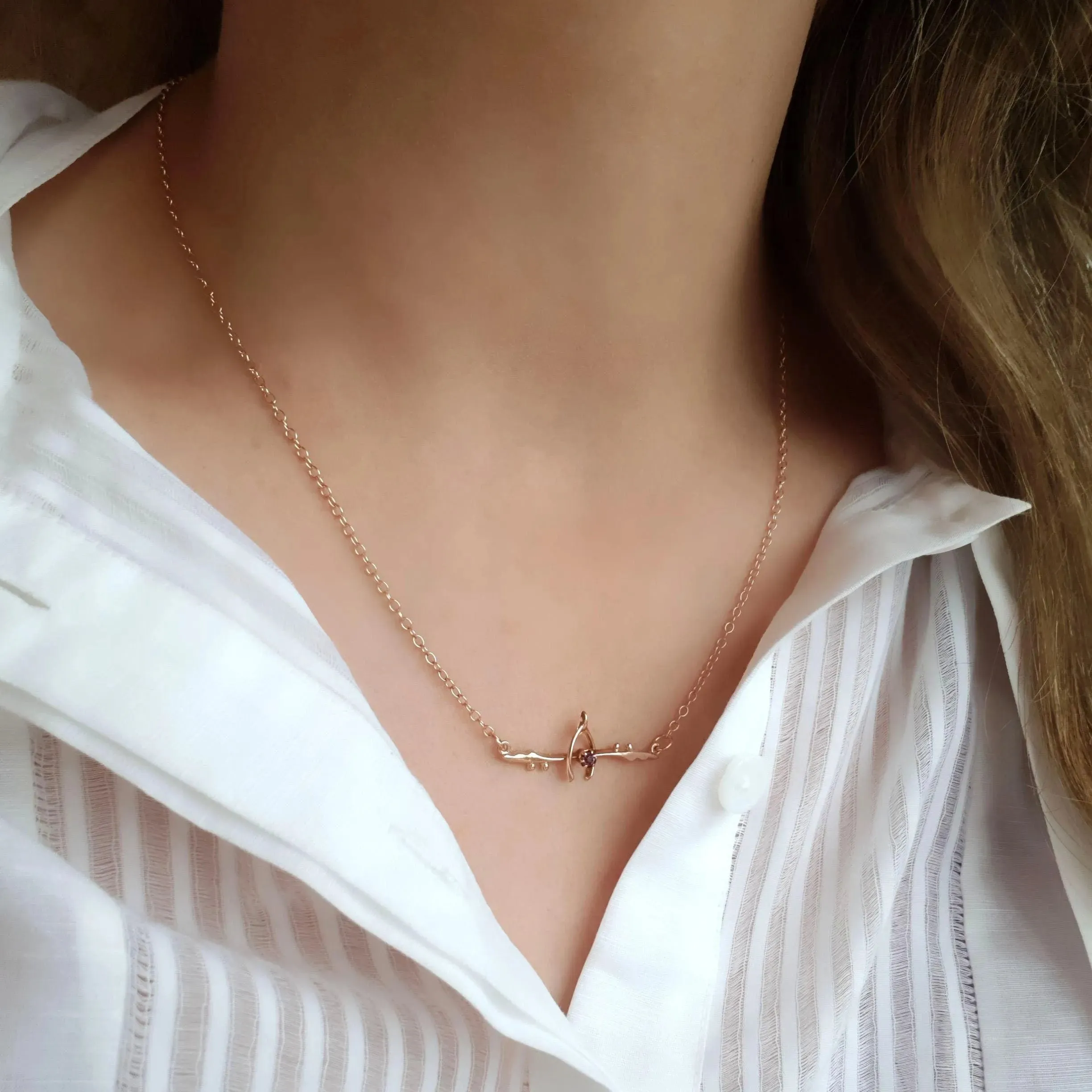 Antique Victorian Amethyst Wishbone 9ct Rose Gold Necklace