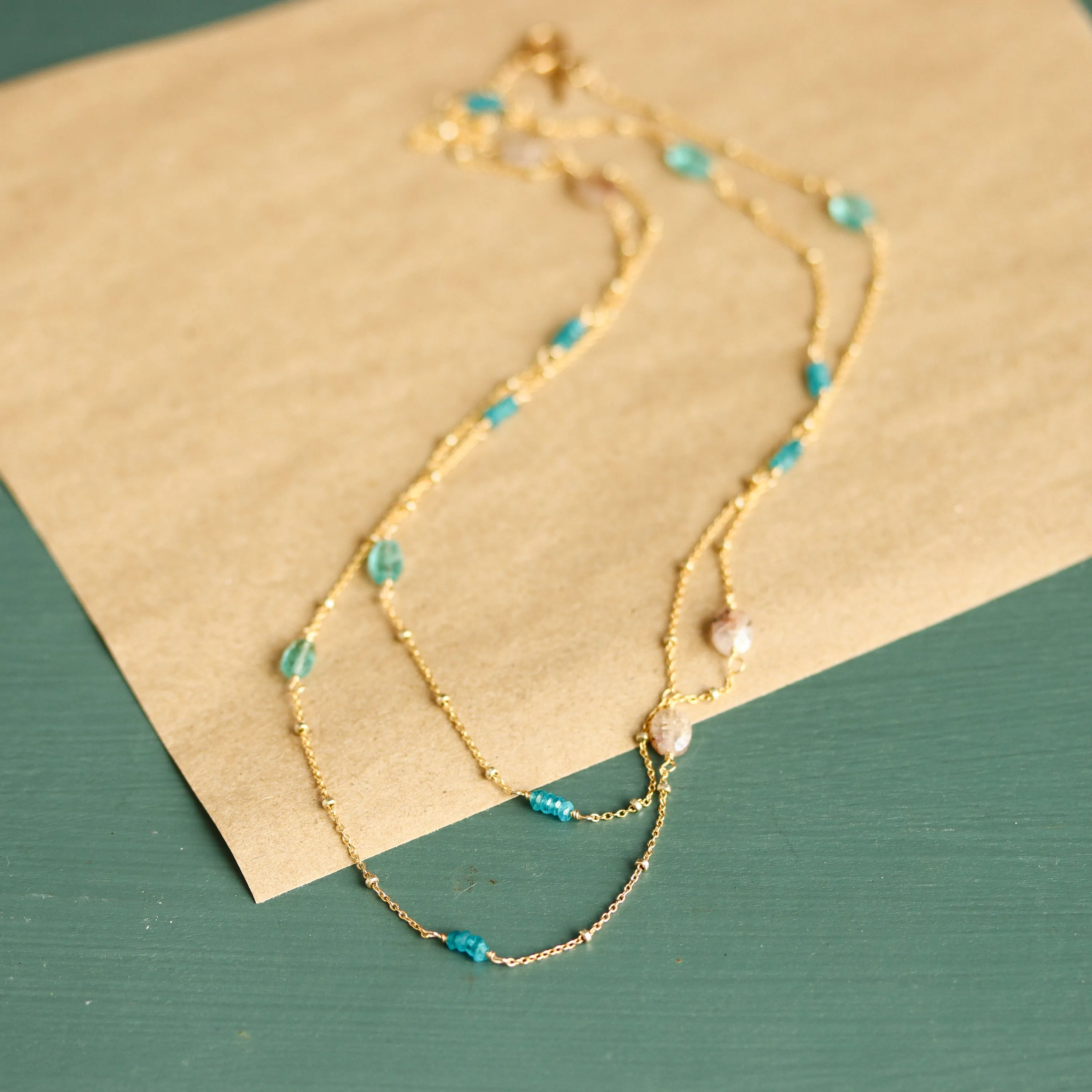 Apatite   Quartz Wrap Necklace