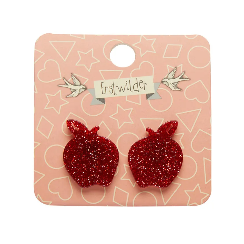 Apple Glitter Stud Earrings by Erstwilder Multiple Colors!