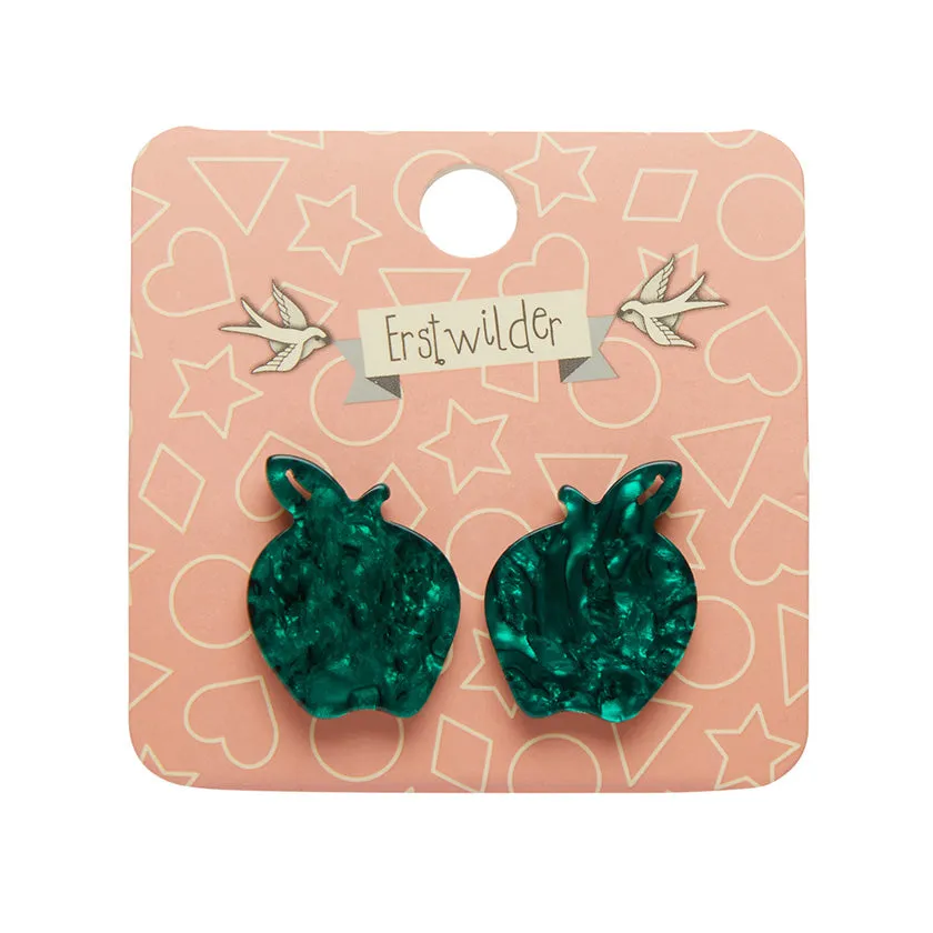 Apple Glitter Stud Earrings by Erstwilder Multiple Colors!