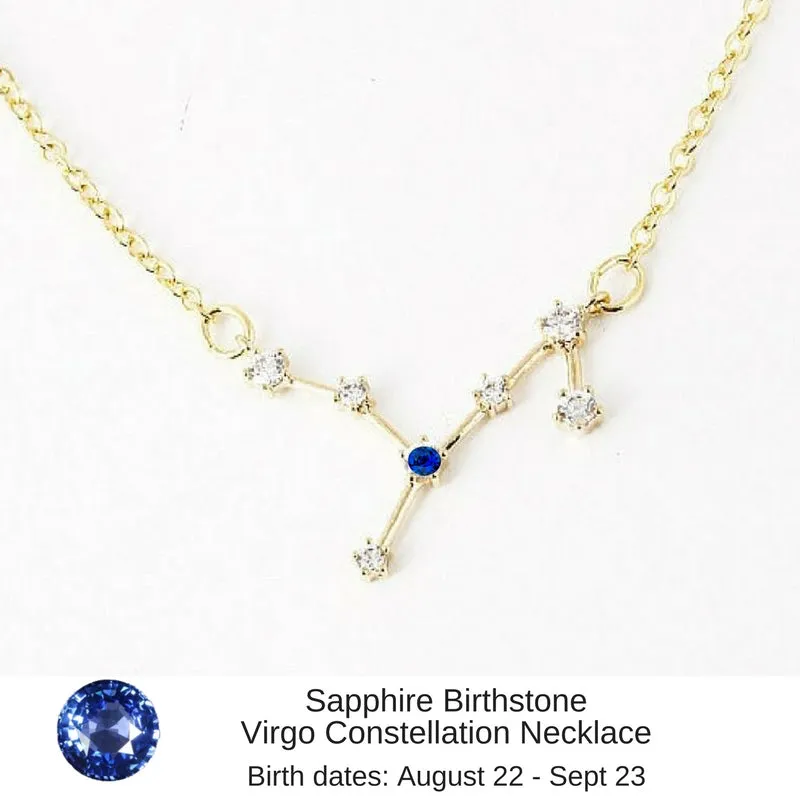 Aquarius Birthstone Constellation Zodiac Necklace (with Amethyst Birthstone) - "Star Candy"
