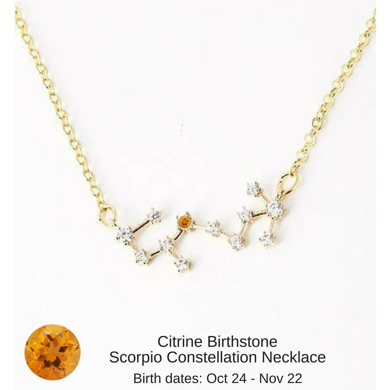 Aquarius Birthstone Constellation Zodiac Necklace (with Amethyst Birthstone) - "Star Candy"