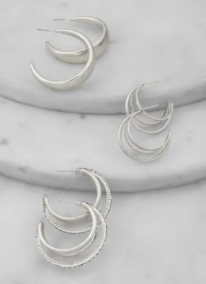 Assorted Rhinestone Hoop Earrings Trio