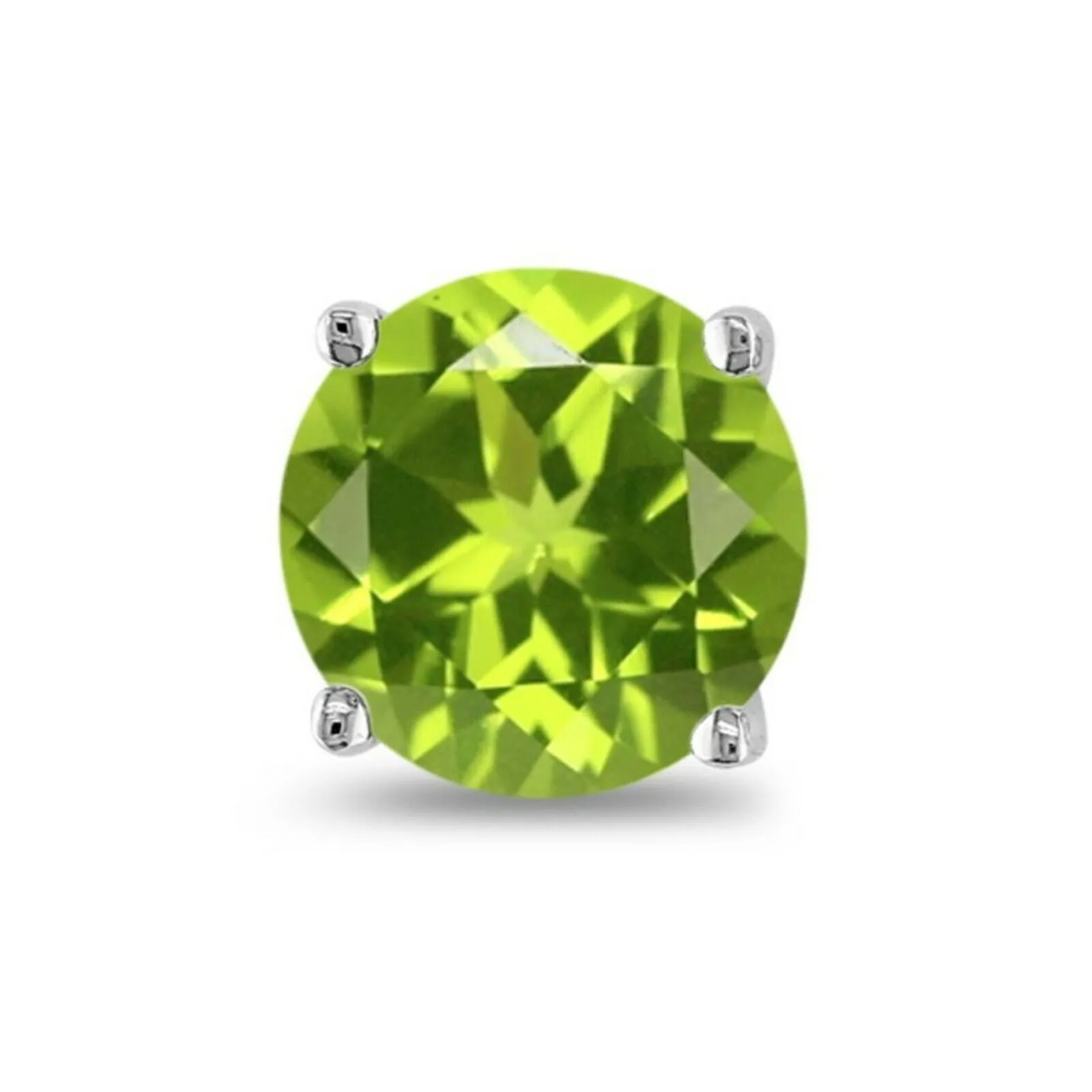 August Birthstone Peridot 925 Sterling Silver Round CZ Stud Earrings Gift 2pcs