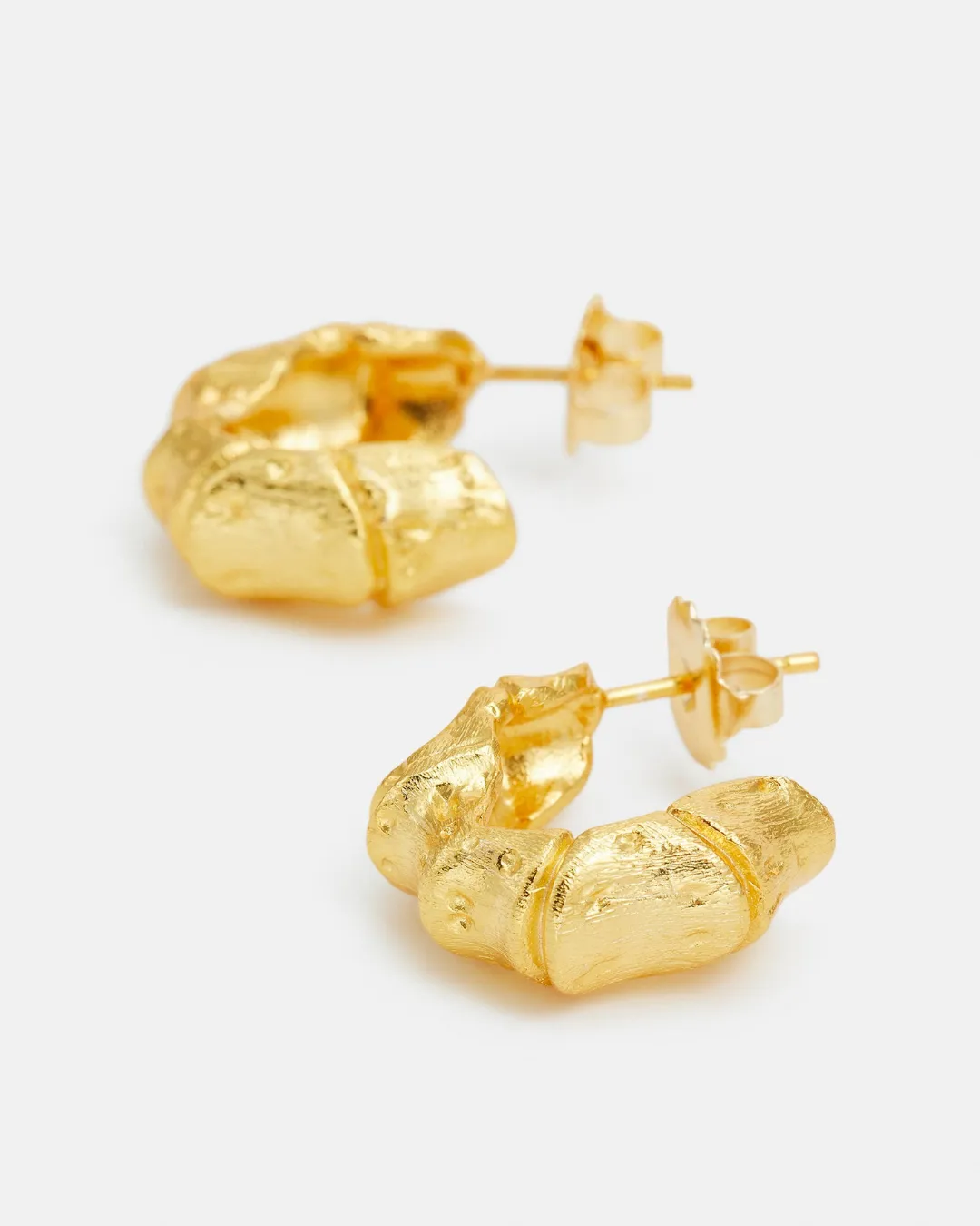 Bamboo Hoop Gold Earrings