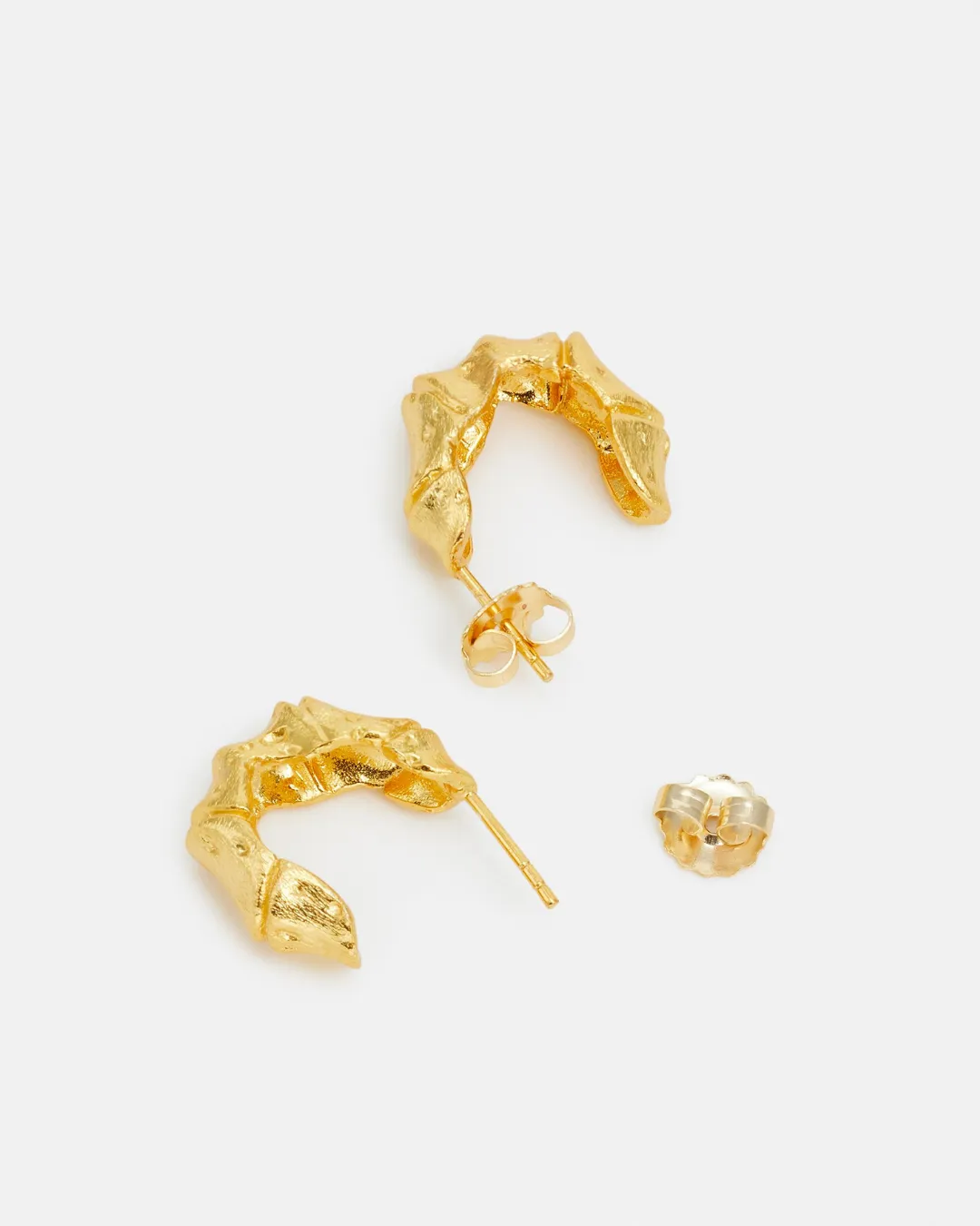 Bamboo Hoop Gold Earrings