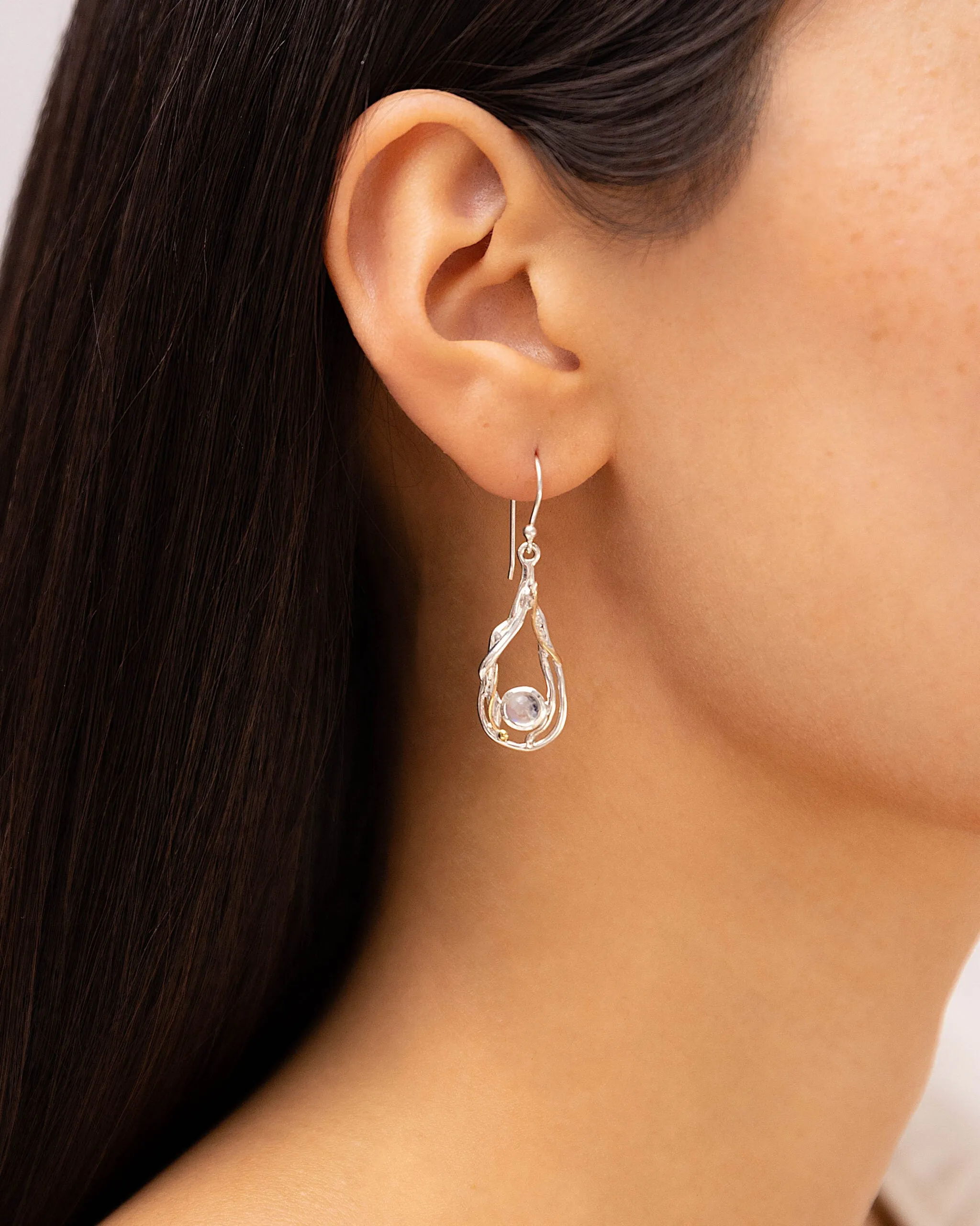 Banyan Cabochon Moonstone Contemporary Earrings