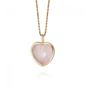 Beloved Rose Quartz Heart Pendant 18ct Gold Plated Necklace JN01_GP