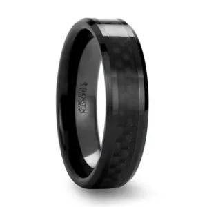 Black Carbon Fiber 6mm Band Inlaid with Black Ceramic