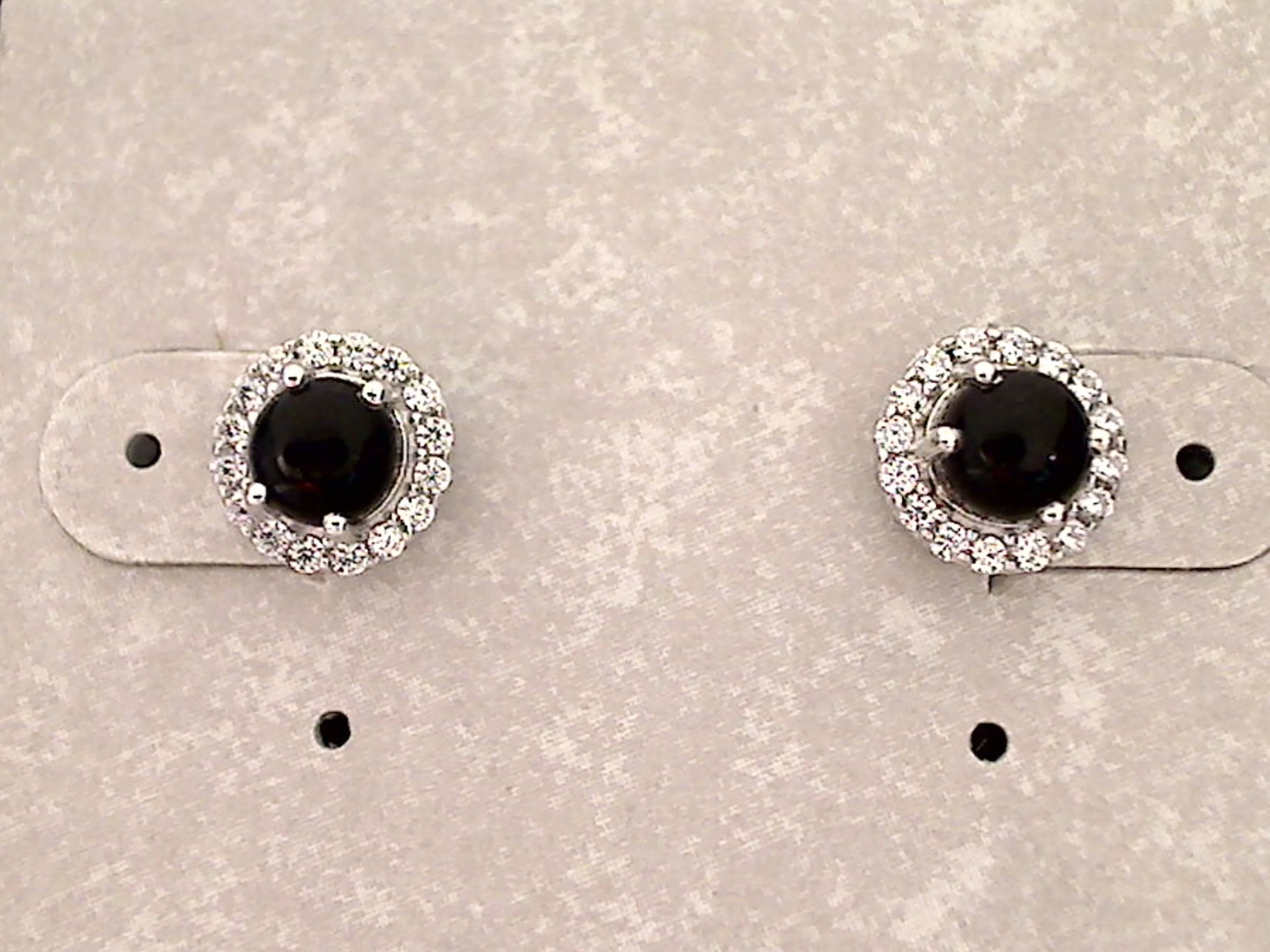 Black Onyx, CZ, Sterling Silver Earrings