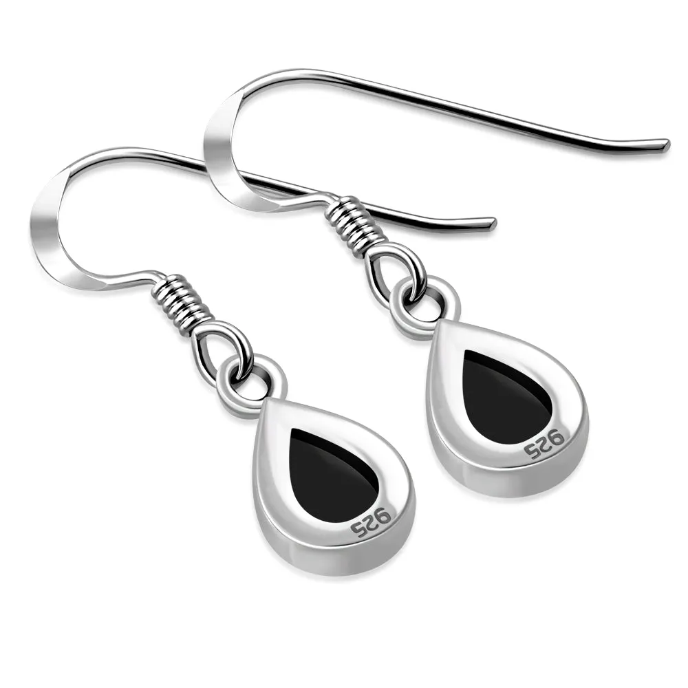 Black Onyx Drop Sterling Silver Earrings