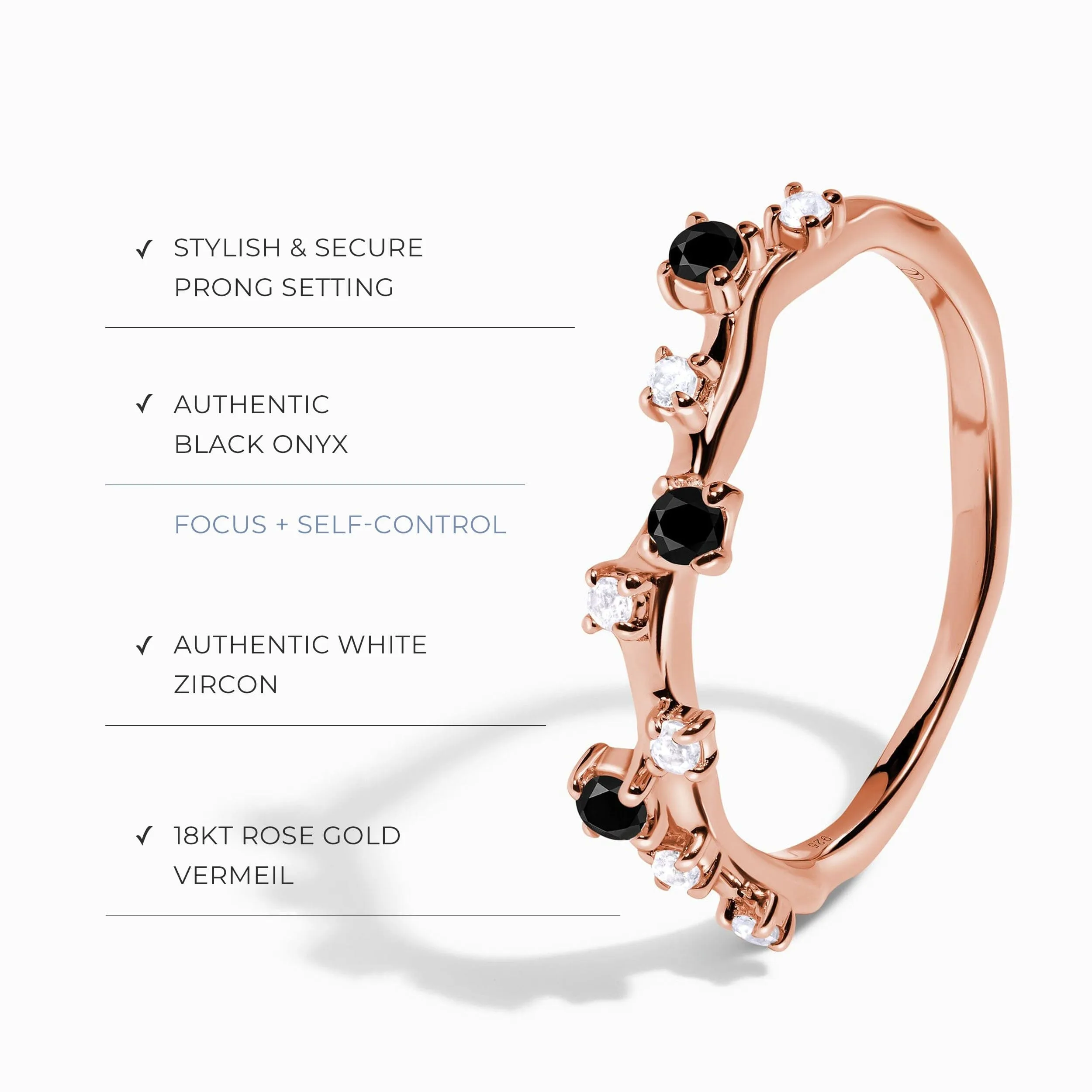 Black Onyx Enfolded Ring & Stardust Band