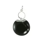 Black Onyx Sterling Silver Semi Circle Pendant