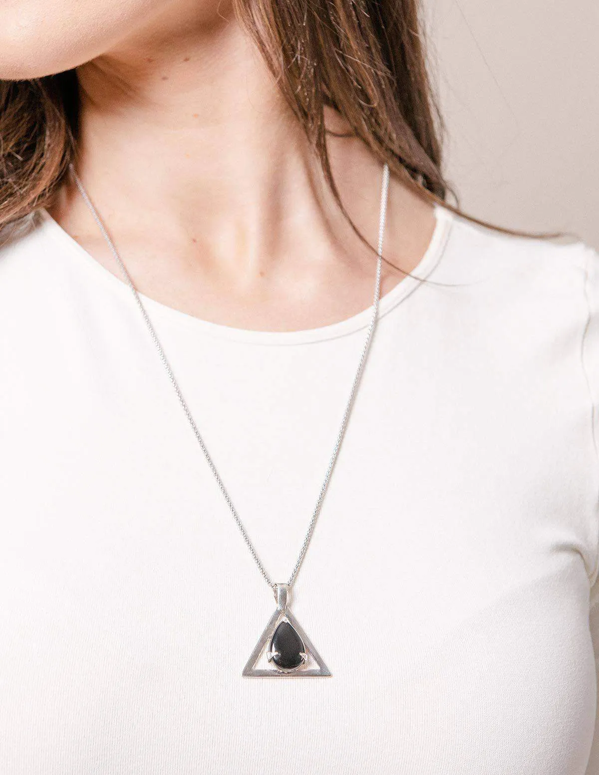 Black Onyx Triangle Pendant