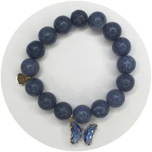 Blue Sponge Coral with Glass Butterfly Pendant