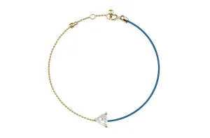 Bracelet 18kt Gold Chain Silk Cord & Trillion Cut Diamond