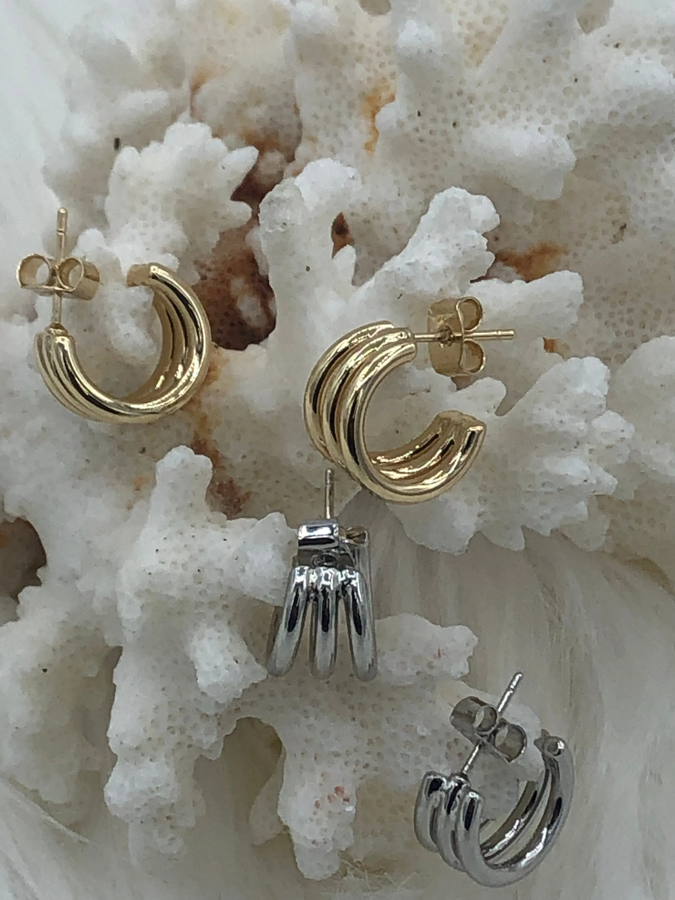 Brass Gold Plated Hoop Earrings, Silver Hoop, Bold Gold Hoop Earrings, Statement Hoops,20mm,Earrings, Gold or Silver Sold as a set Fast Ship