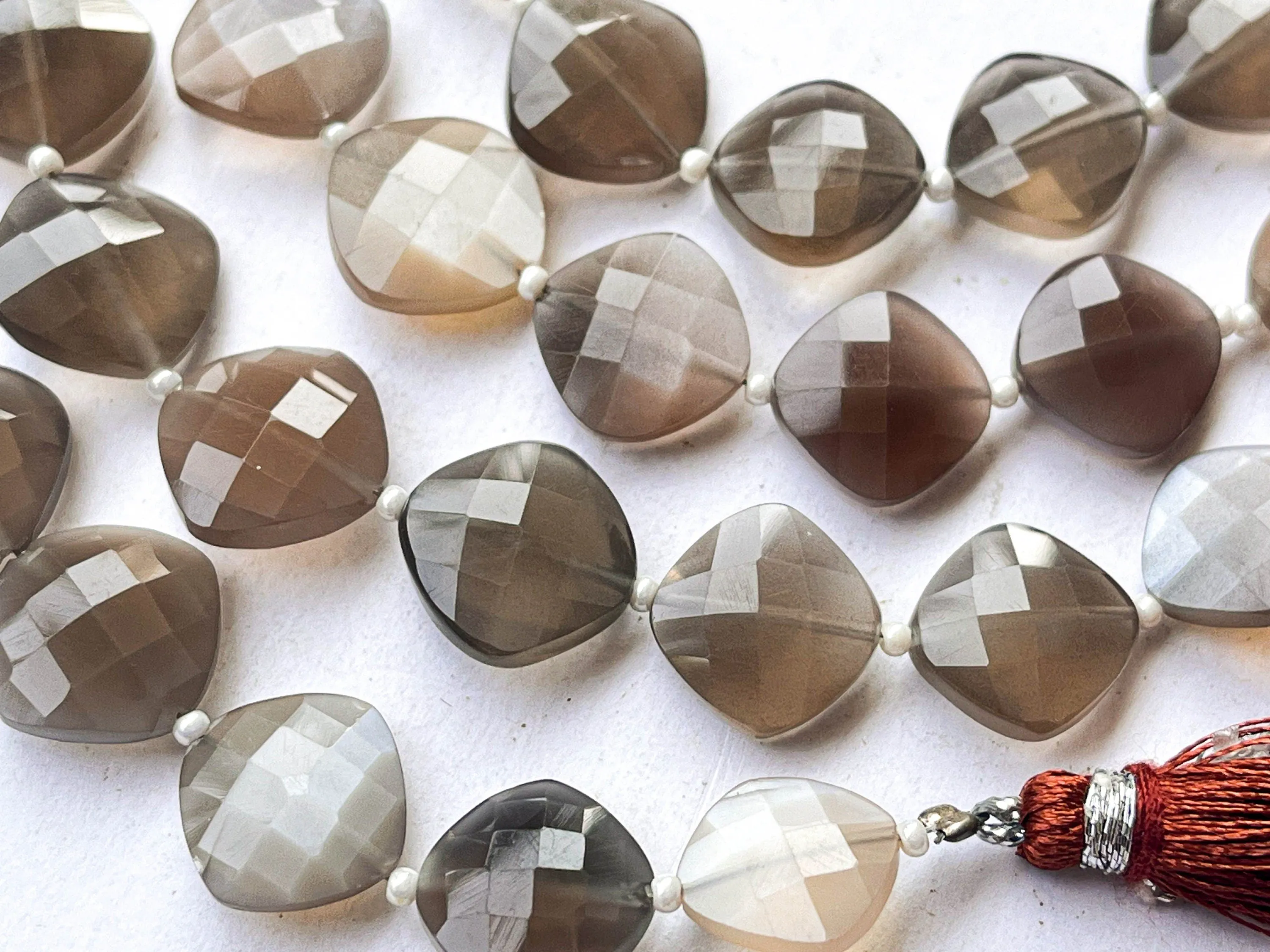 Brown Moonstone Cushion shape briolette beads
