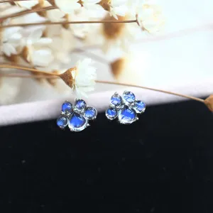 Cat-Paw shaped Moonstone Stud Earrings White Gold Plated Sterling Silver Jewelry Accessories Women