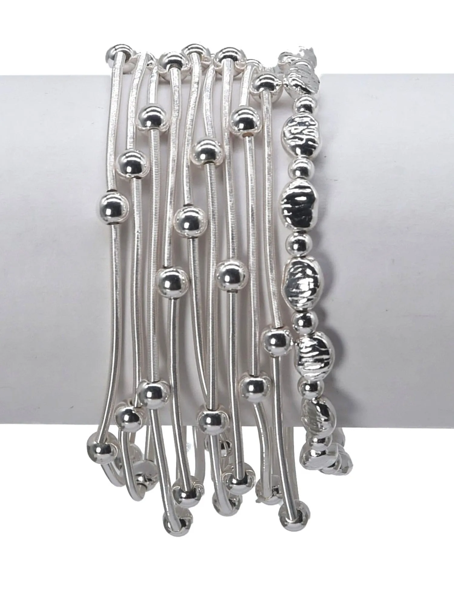CB2181 Multi Strand Coil Bracelet With CCB Accent