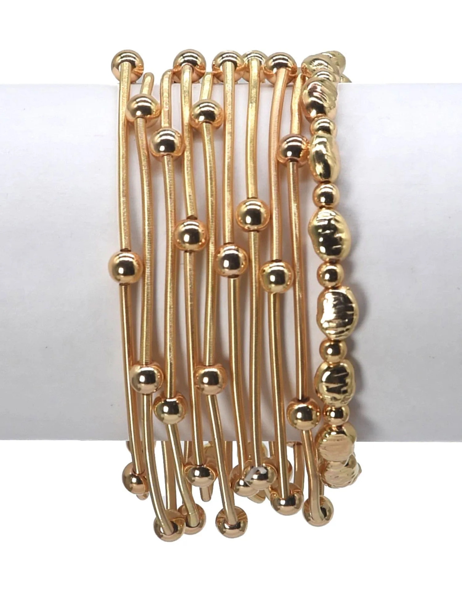 CB2181 Multi Strand Coil Bracelet With CCB Accent