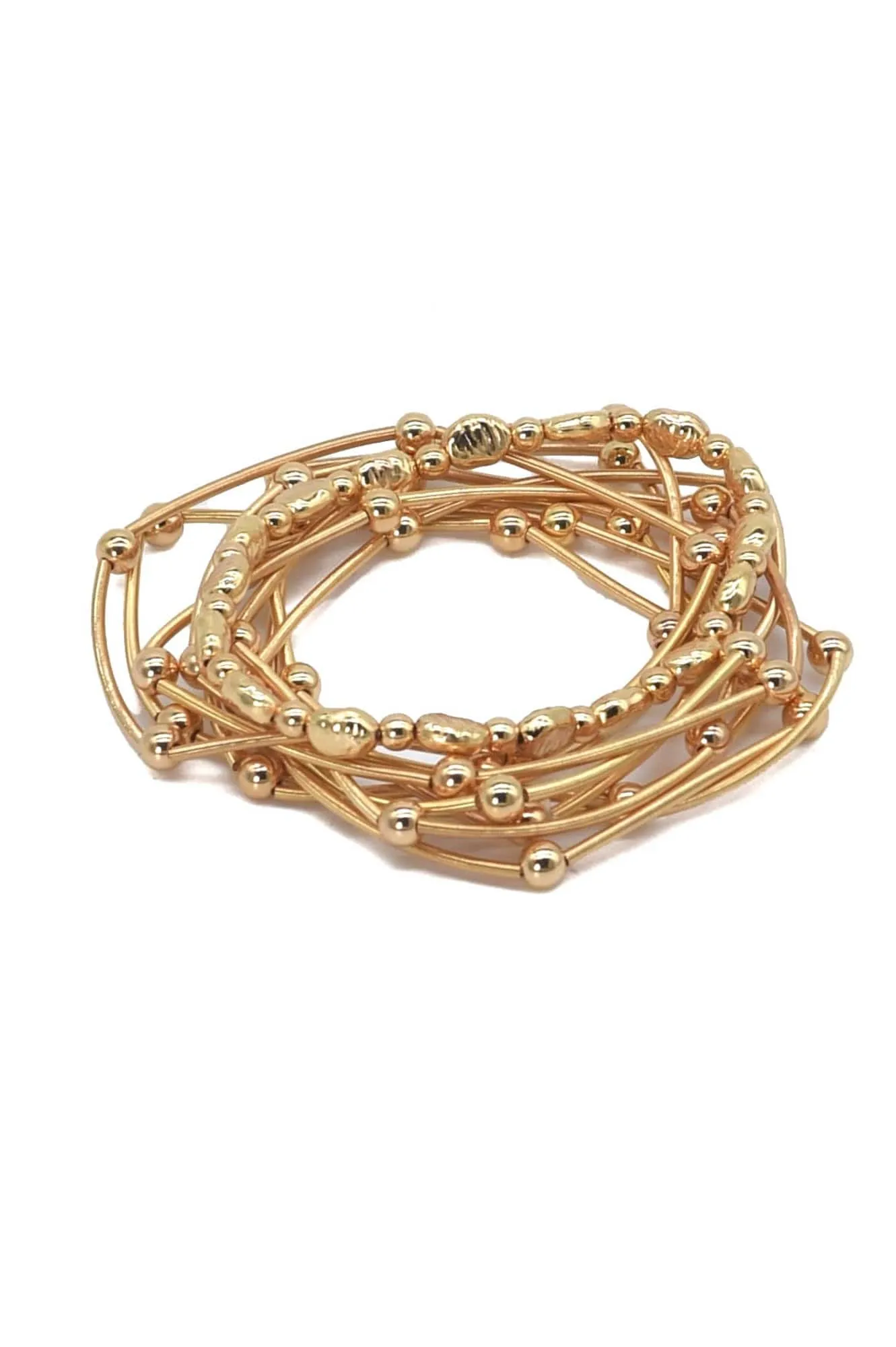 CB2181 Multi Strand Coil Bracelet With CCB Accent