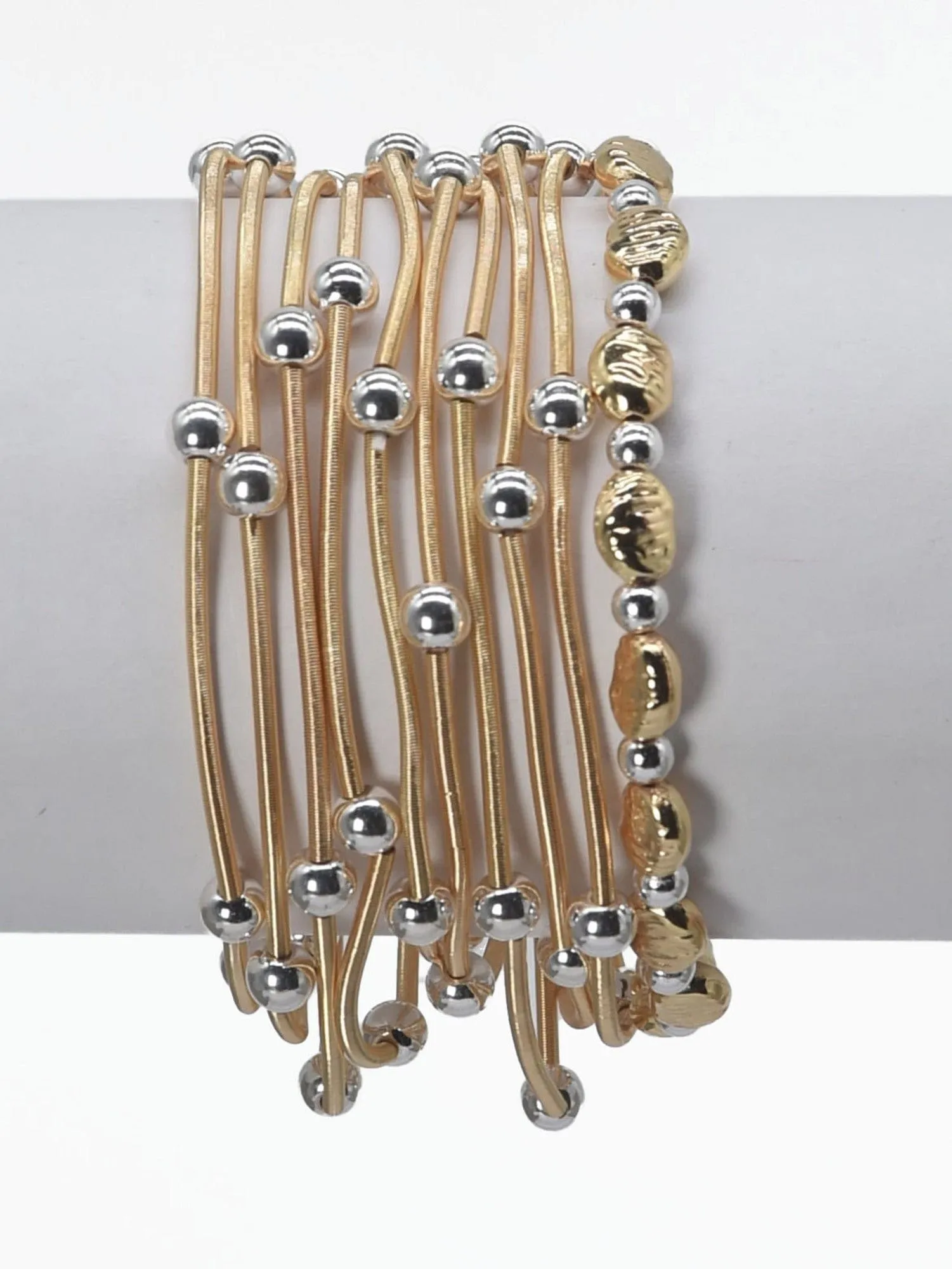 CB2181 Multi Strand Coil Bracelet With CCB Accent