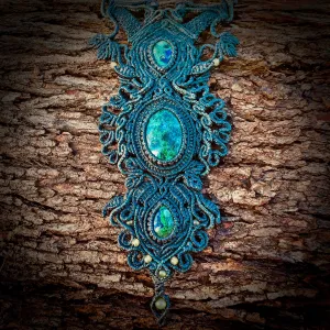 Chrysocolla and azurite with malachite necklace (unique design)