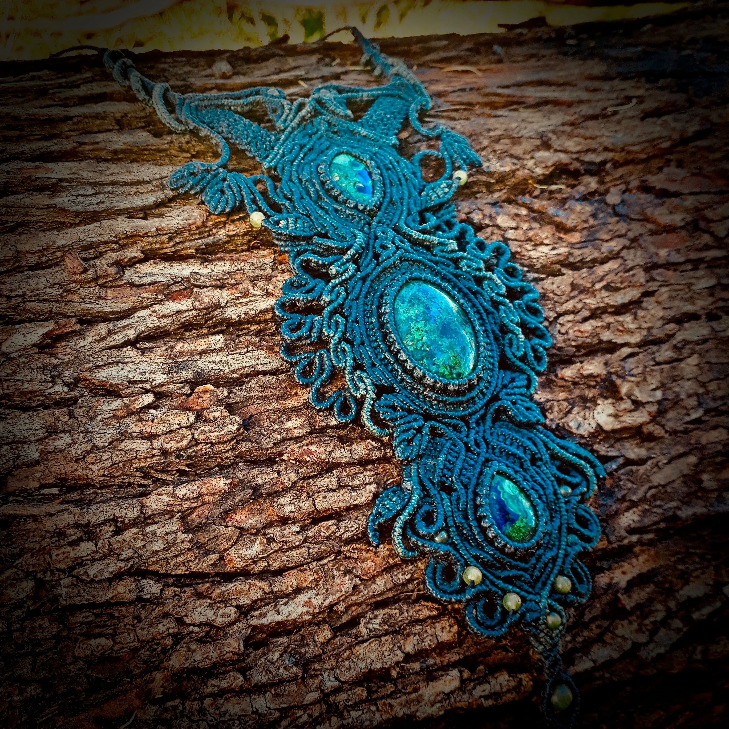 Chrysocolla and azurite with malachite necklace (unique design)