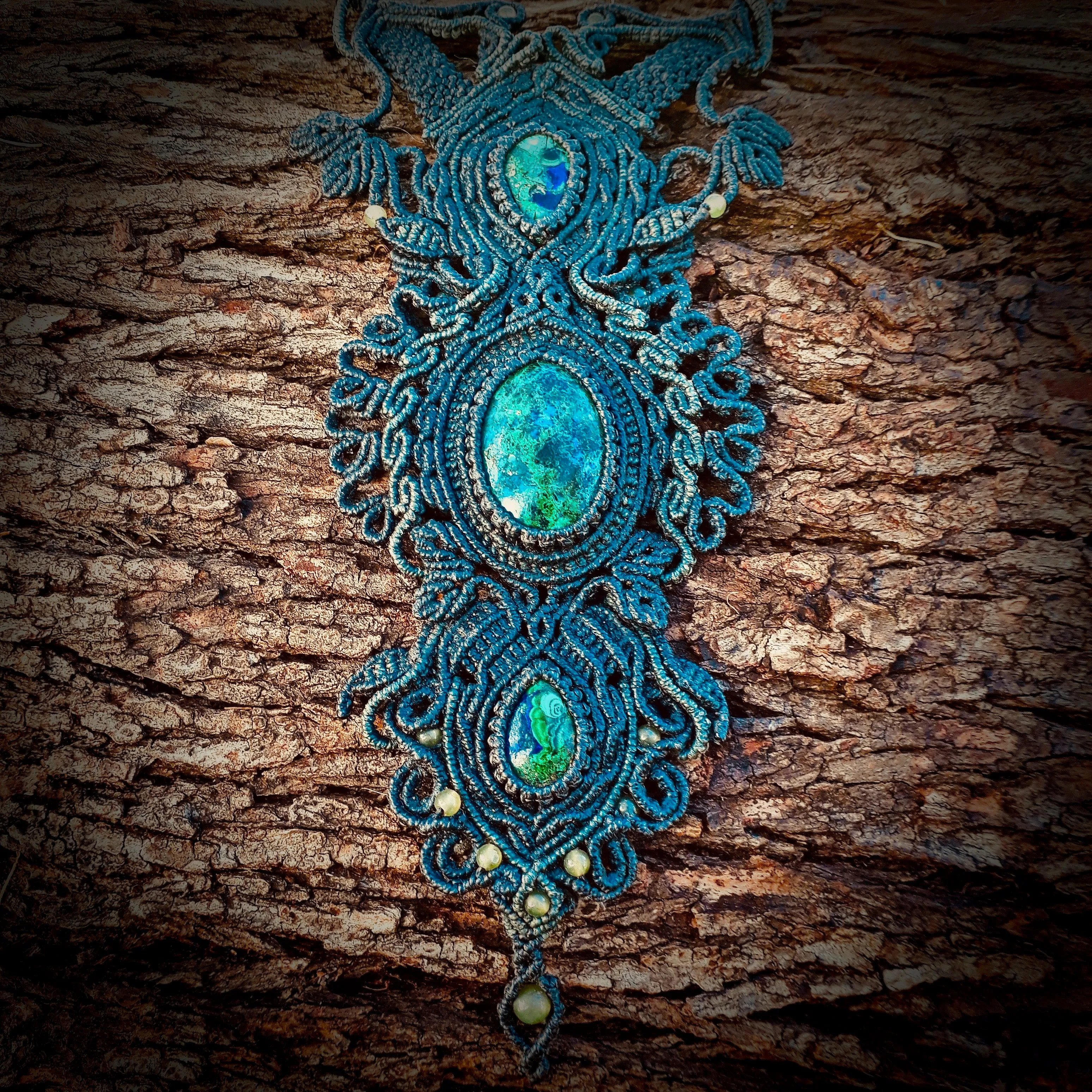 Chrysocolla and azurite with malachite necklace (unique design)