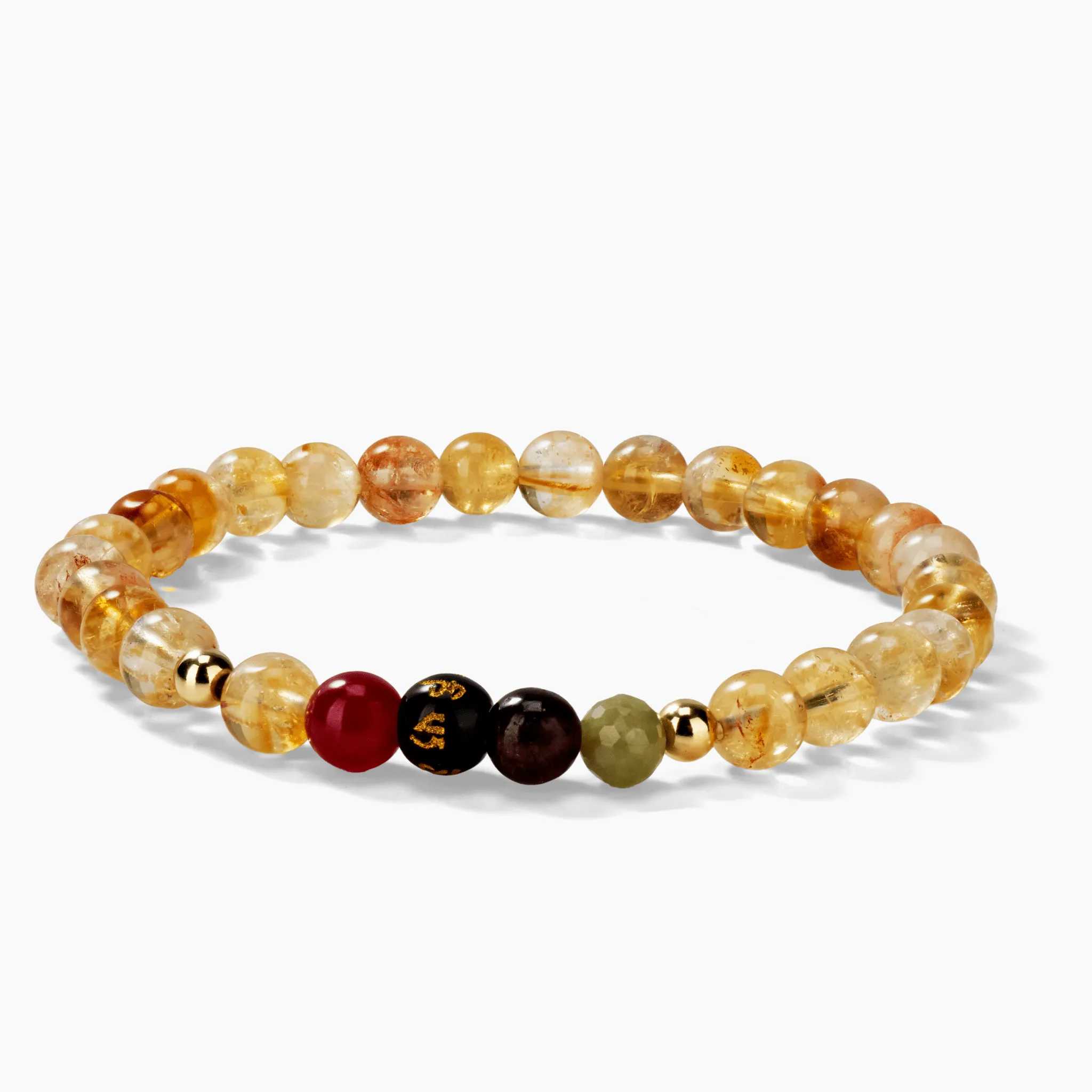Citrine Mega Rich Lucky 7 Gemstone Bracelet With REAL Gold