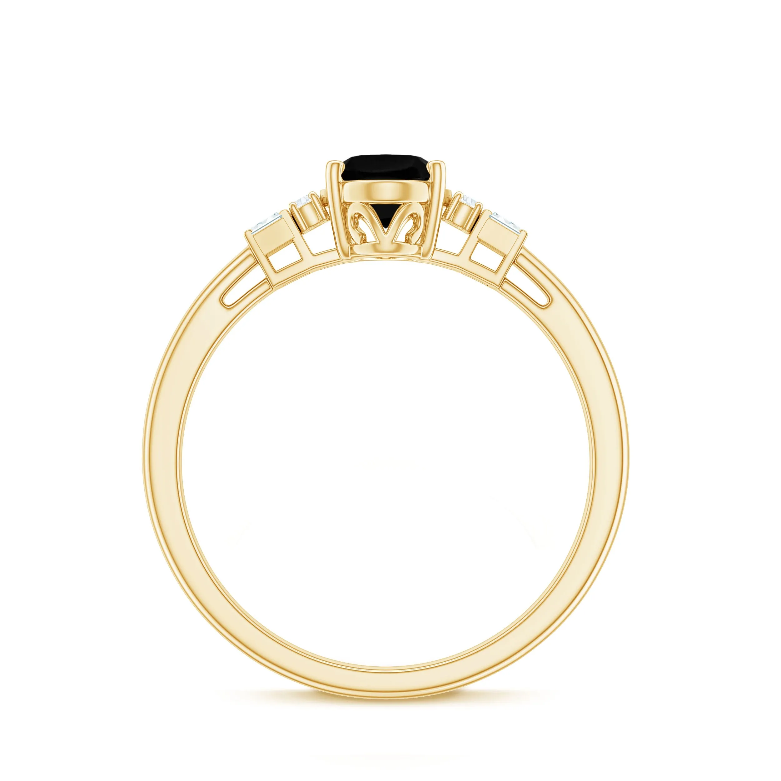 Classic Black Onyx Solitaire Engagement Ring with Diamond