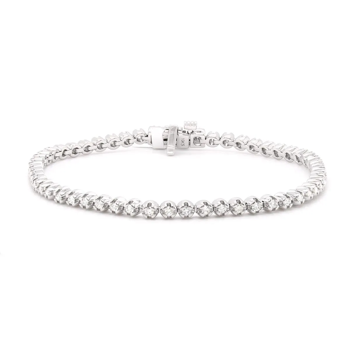 CLASSIC WHITE GOLD TENNIS BRACELET WITH 56 ROUND CUT DIAMONDS, 1.05 CT TW