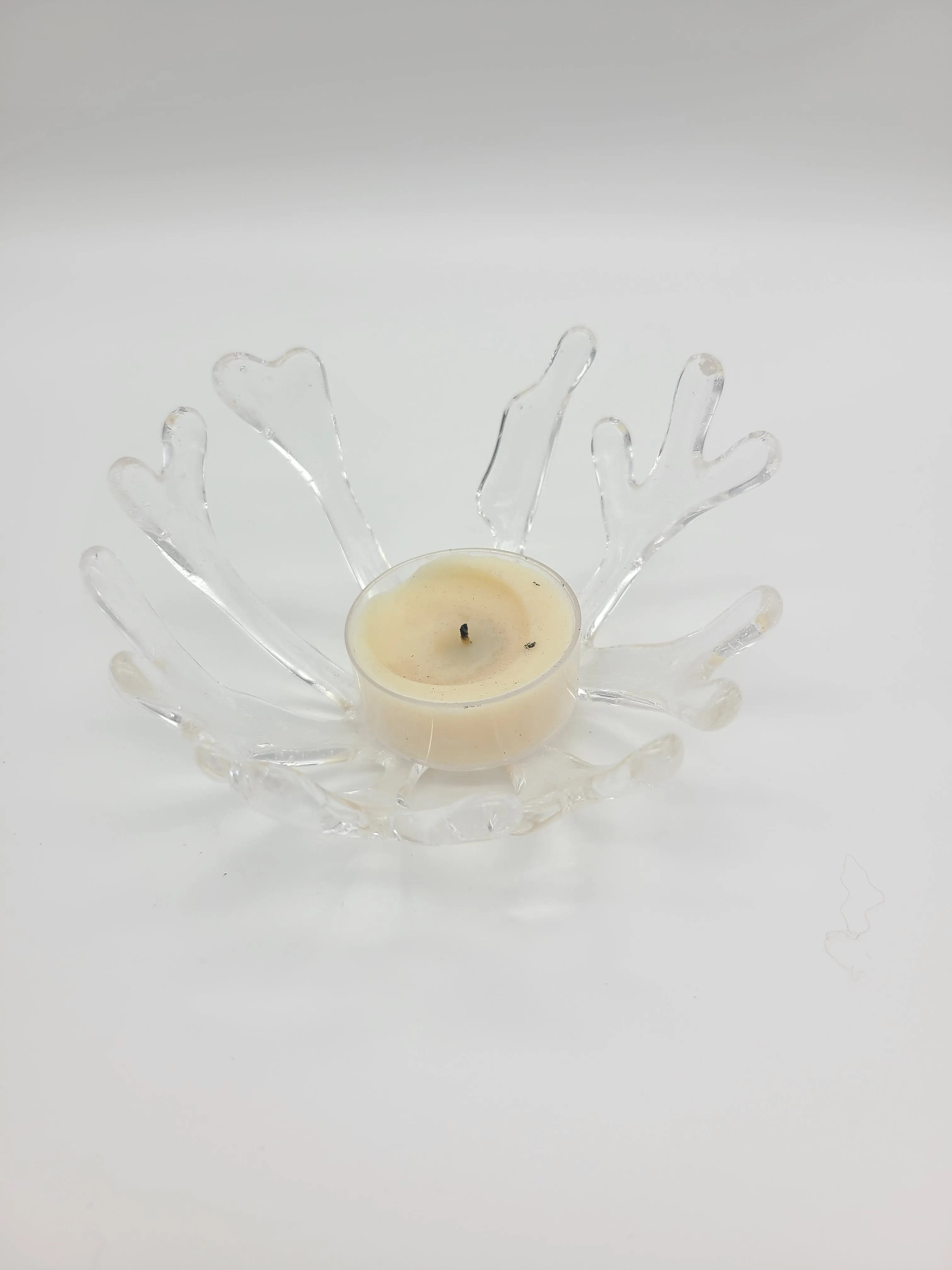 Clear Glass Coral Bowl Candle Holder